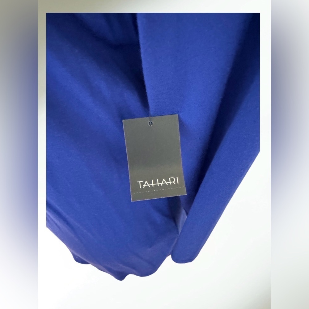 Tahari Blue V-Neck Top Three-Quarter Sleeve Large - Picture 5 of 12